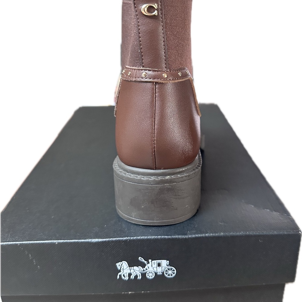 Coach Brown Ankle Booties with Stud Accents - Picture 3 of 7